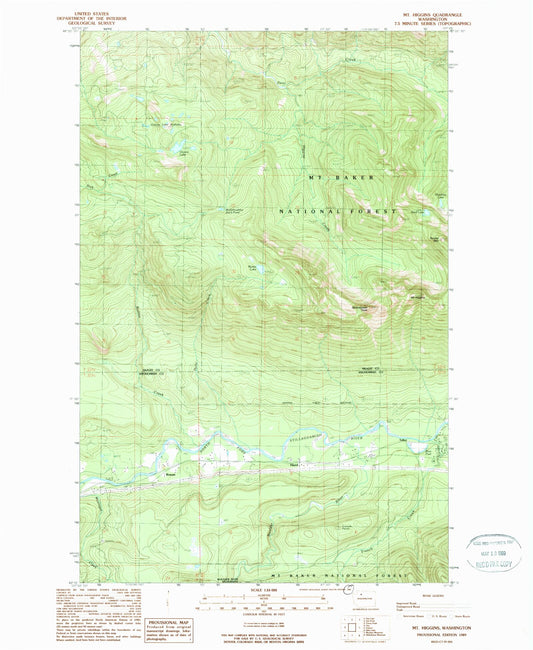 Classic USGS Mount Higgins Washington 7.5'x7.5' Topo Map Image
