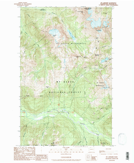 Classic USGS Mount Larrabee Washington 7.5'x7.5' Topo Map Image