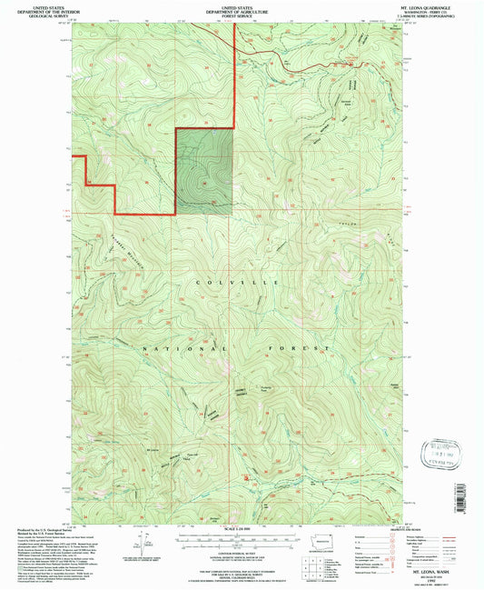 Classic USGS Mount Leona Washington 7.5'x7.5' Topo Map Image