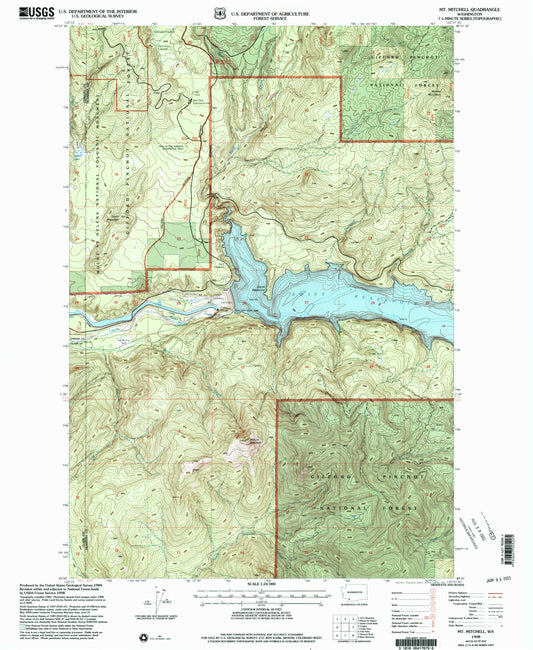 Classic USGS Mount Mitchell Washington 7.5'x7.5' Topo Map Image
