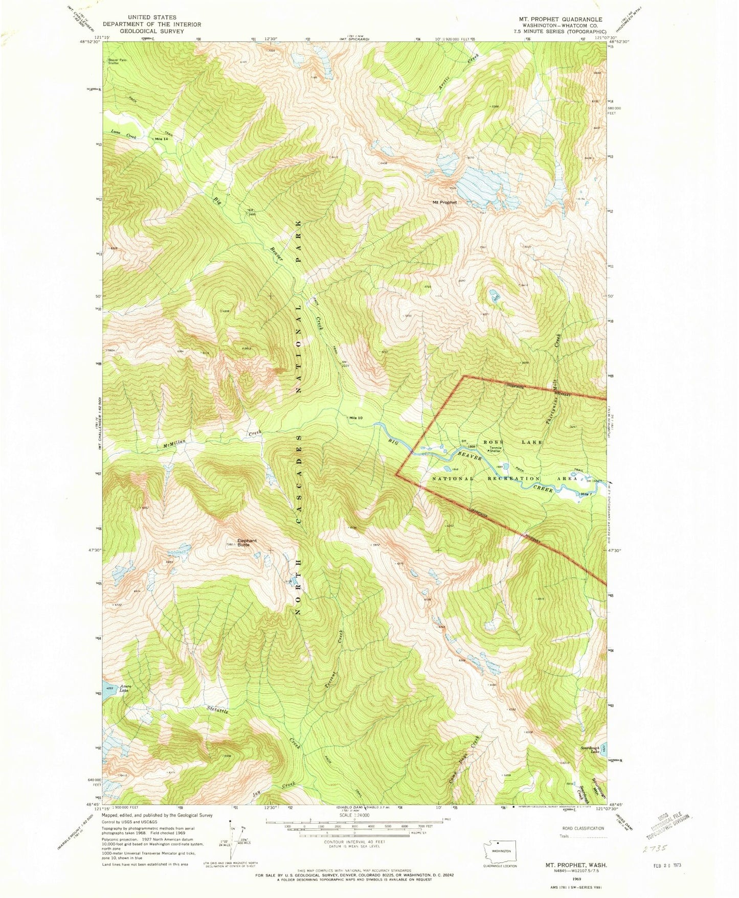 Classic USGS Mount Prophet Washington 7.5'x7.5' Topo Map Image