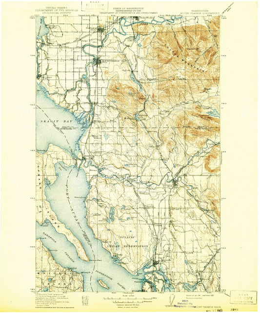 Historic 1911 Mount Vernon Washington 30'x30' Topo Map Image