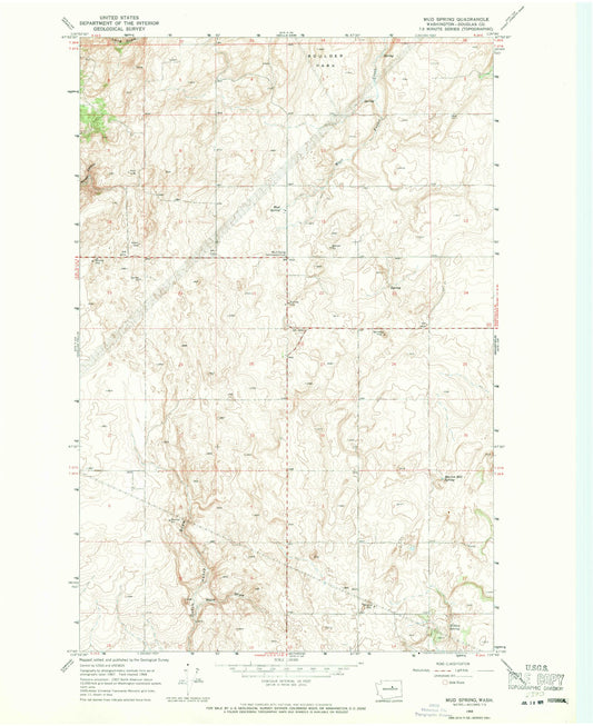 Classic USGS Mud Spring Washington 7.5'x7.5' Topo Map Image