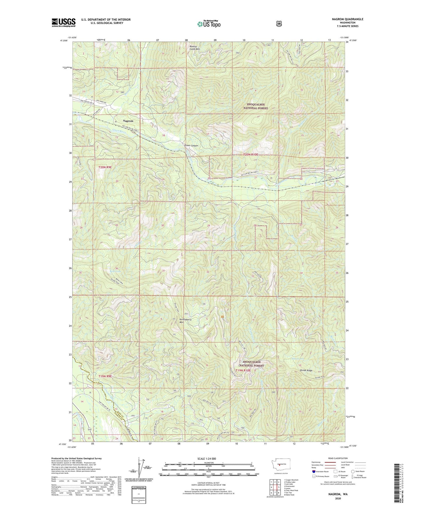 Nagrom Washington US Topo Map Image