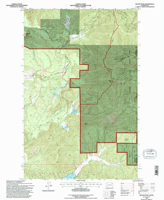 Classic USGS Nelson Peak Washington 7.5'x7.5' Topo Map Image