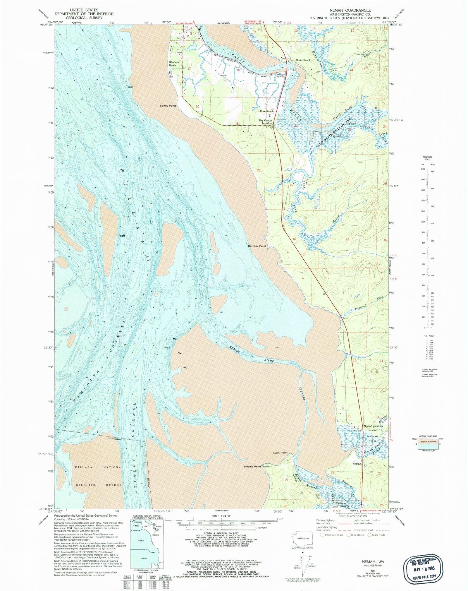 Classic USGS Nemah Washington 7.5'x7.5' Topo Map MyTopo Map Store