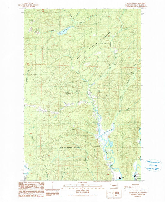 Classic USGS New London Washington 7.5'x7.5' Topo Map Image