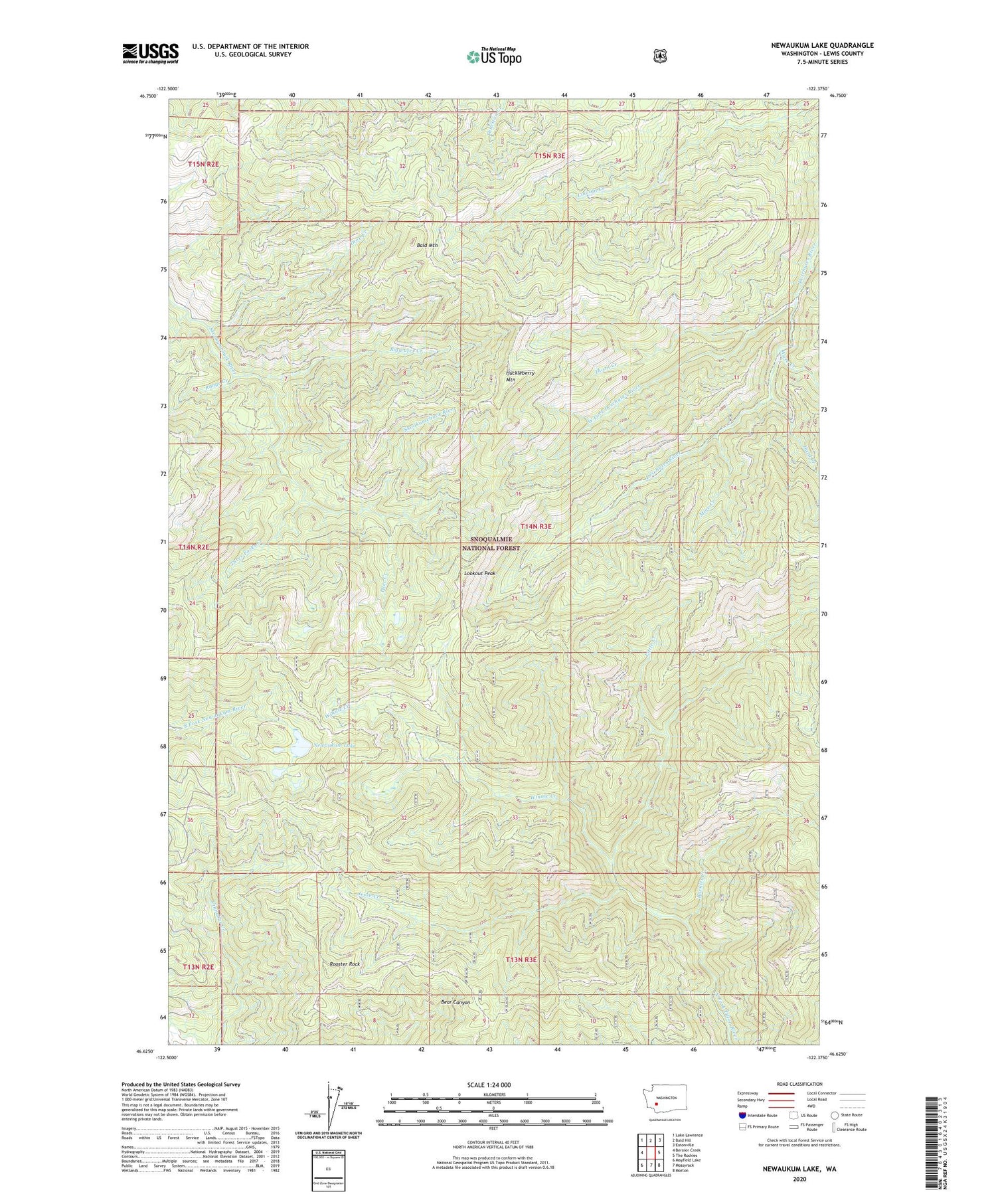 Newaukum Lake Washington US Topo Map Image