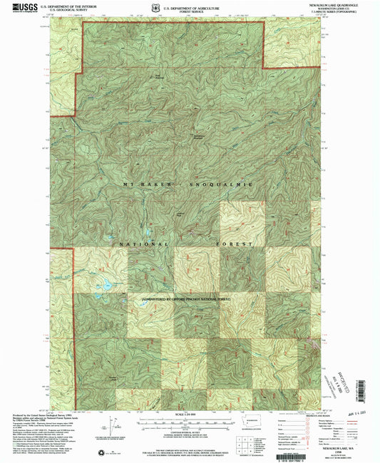Classic USGS Newaukum Lake Washington 7.5'x7.5' Topo Map Image