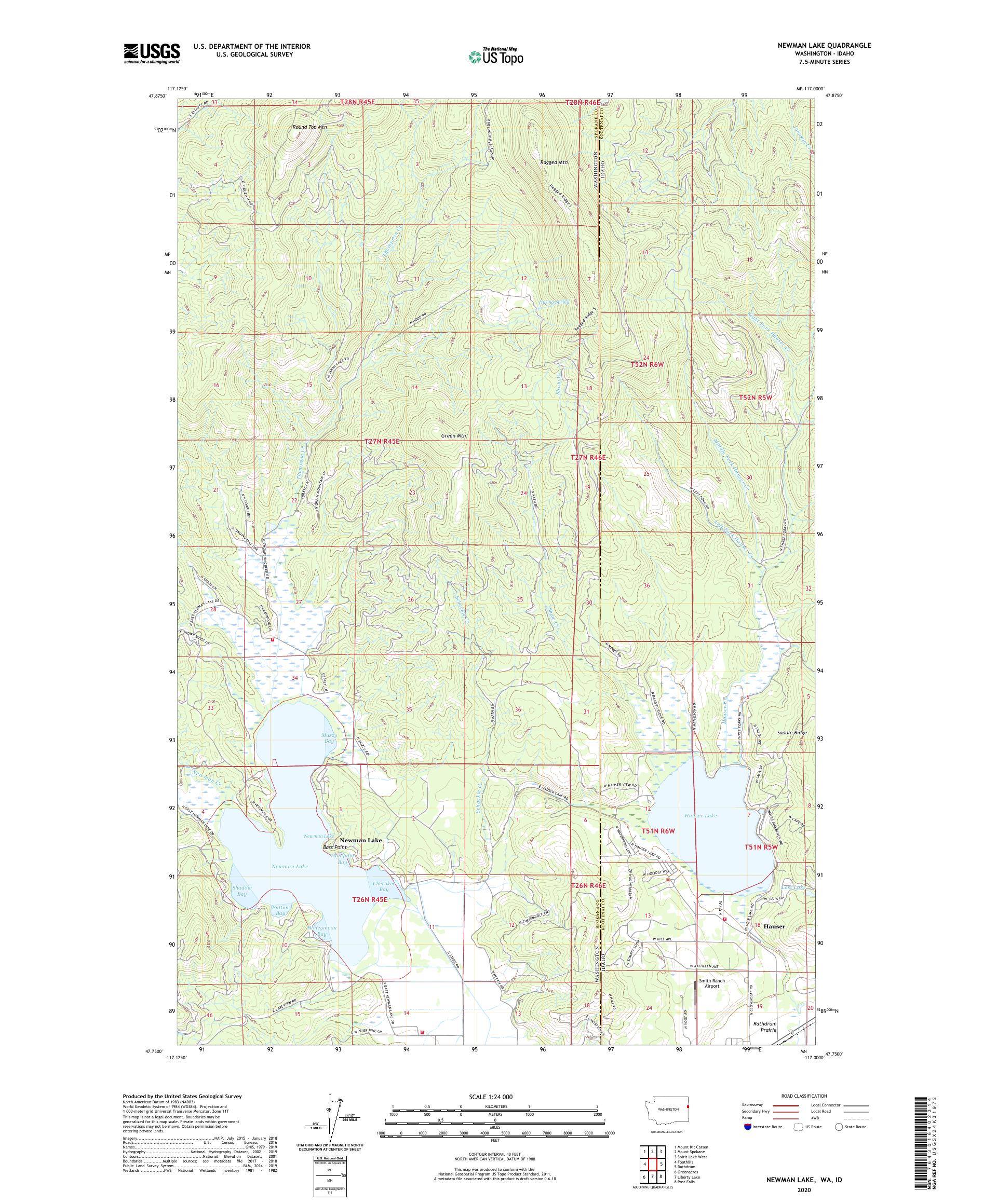 Newman Lake Washington US Topo Map MyTopo Map Store