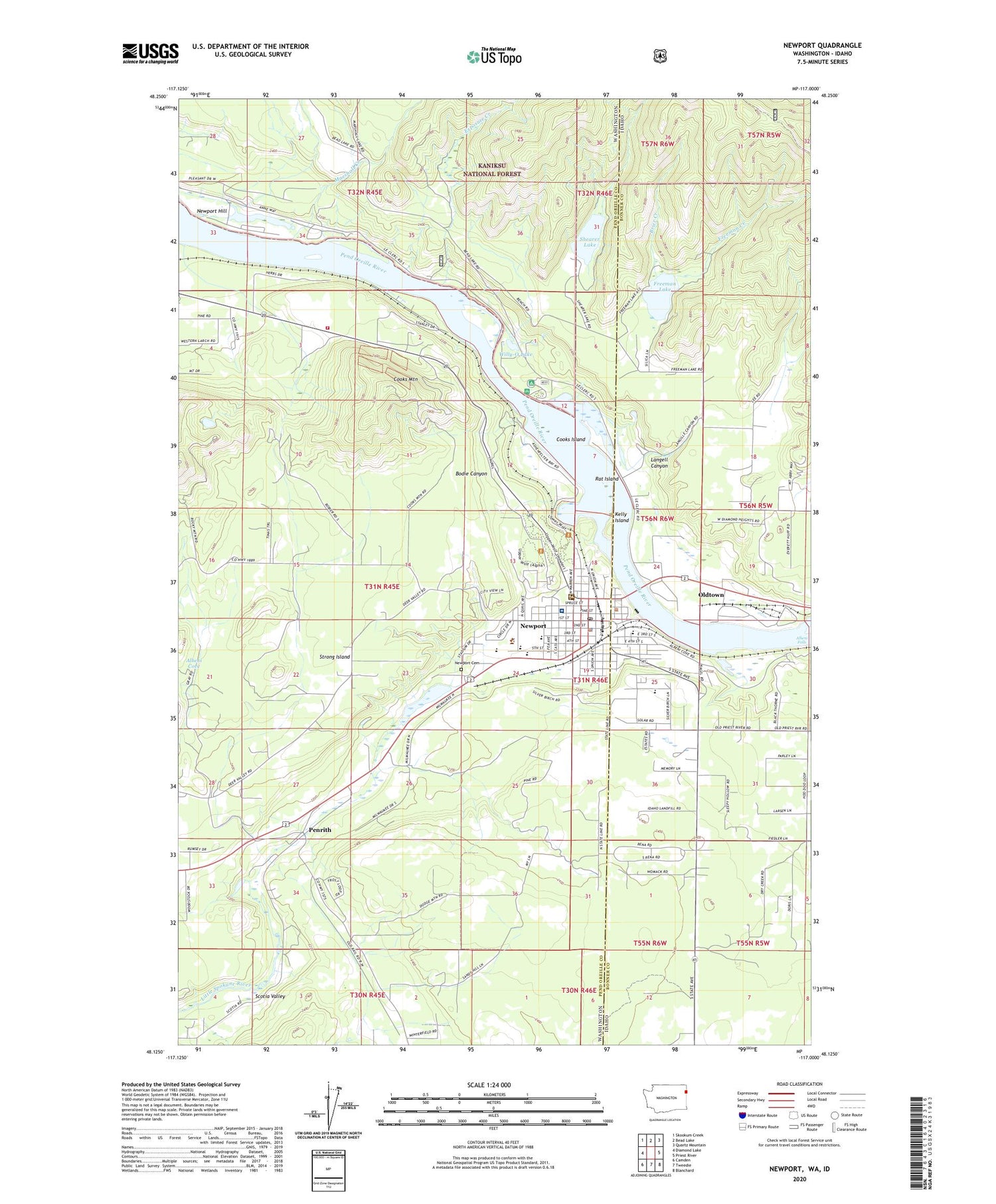 Newport Washington US Topo Map Image