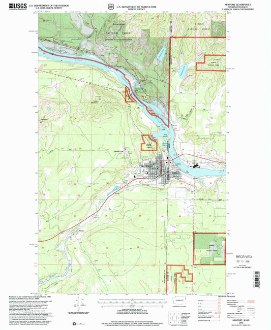 Classic USGS Newport Washington 7.5'x7.5' Topo Map Image