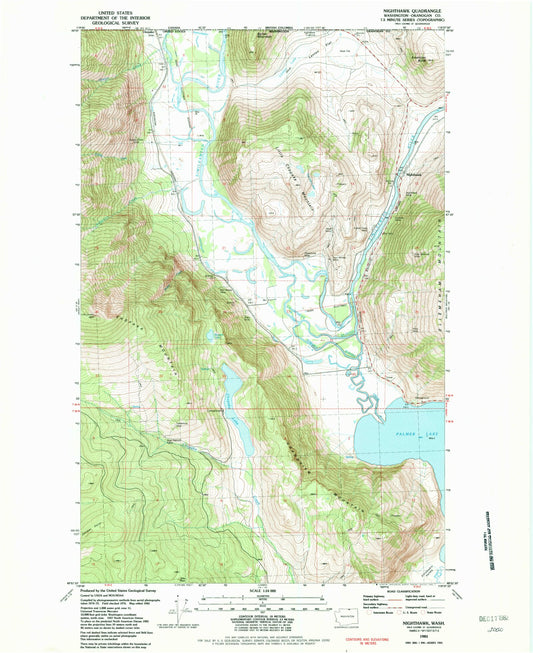 Classic USGS Nighthawk Washington 7.5'x7.5' Topo Map Image