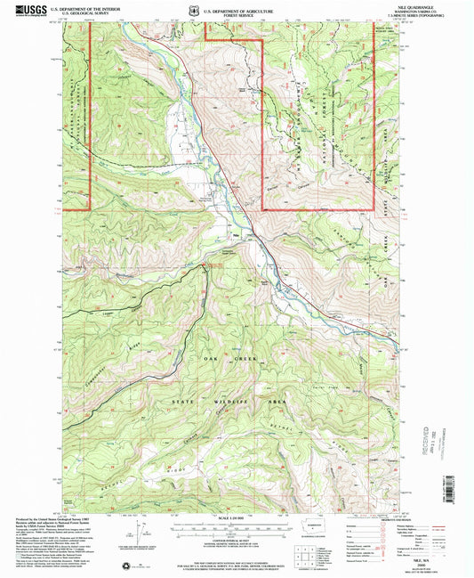 Classic USGS Nile Washington 7.5'x7.5' Topo Map Image