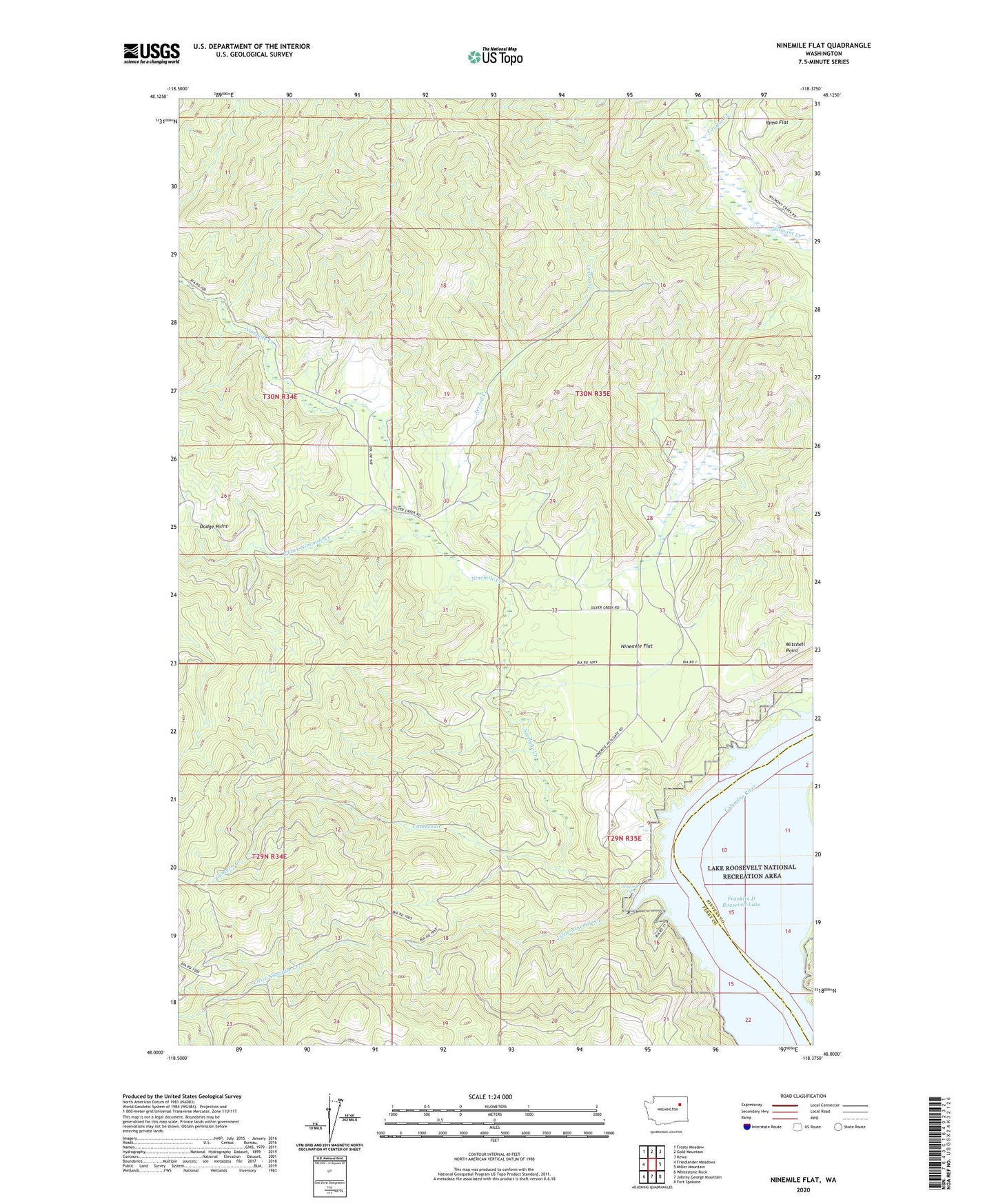 Ninemile Flat Washington US Topo Map Image
