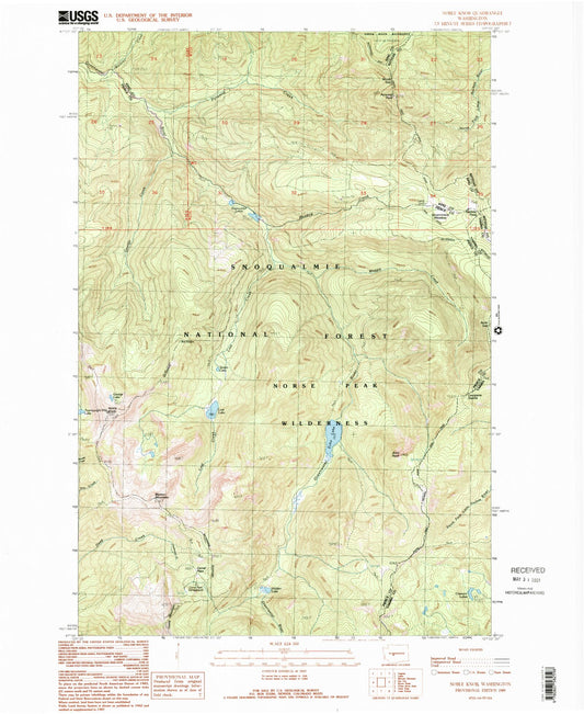 Classic USGS Noble Knob Washington 7.5'x7.5' Topo Map Image