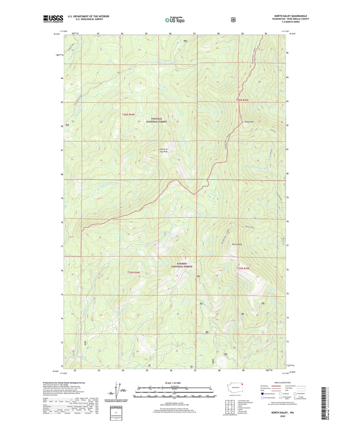North Baldy Washington US Topo Map Image