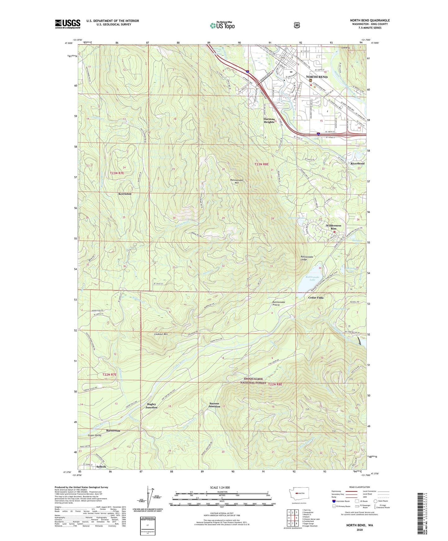 North Bend Washington US Topo Map Image