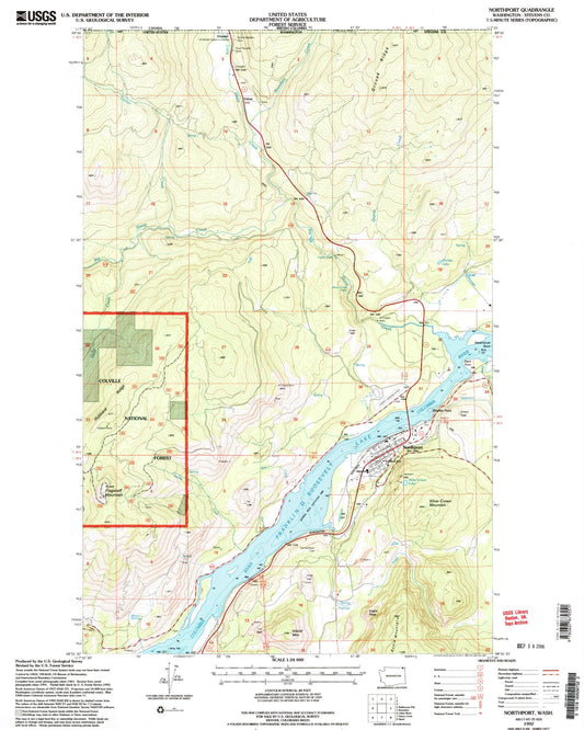 Classic USGS Northport Washington 7.5'x7.5' Topo Map Image