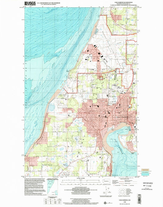 Classic USGS Oak Harbor Washington 7.5'x7.5' Topo Map Image