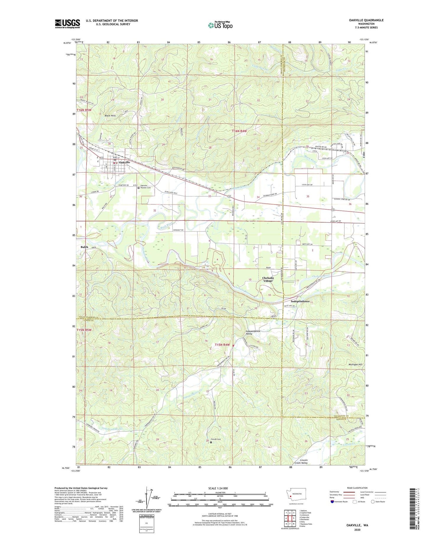 Oakville Washington US Topo Map Image