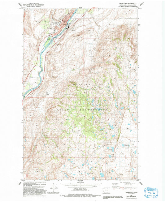 Classic USGS Okanogan Washington 7.5'x7.5' Topo Map Image