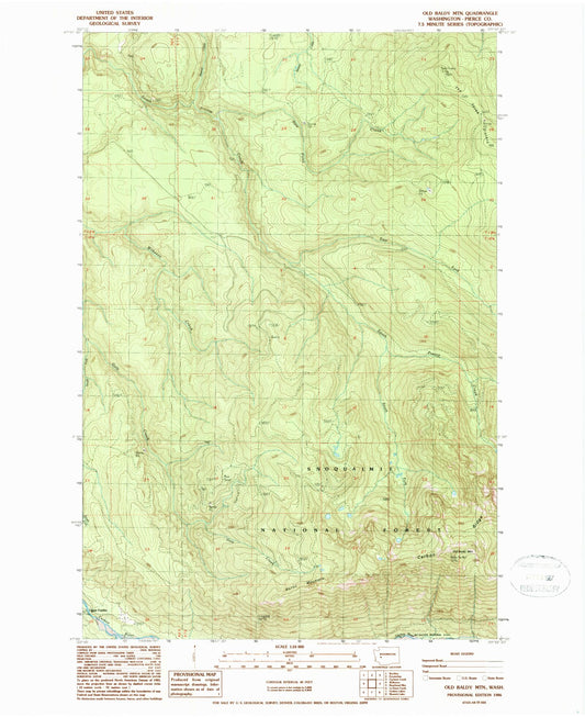 Classic USGS Old Baldy Mountain Washington 7.5'x7.5' Topo Map Image