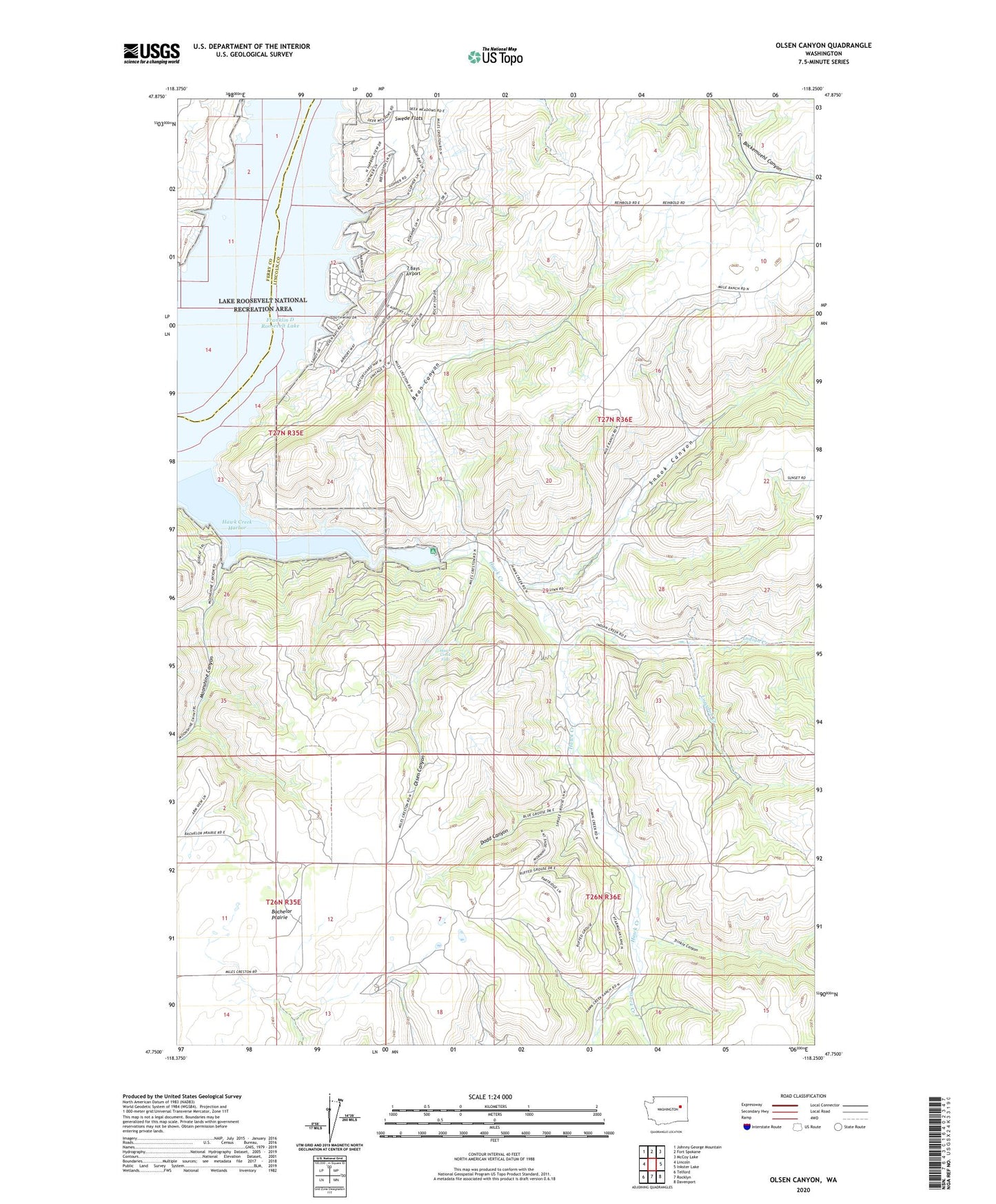 Olsen Canyon Washington US Topo Map Image