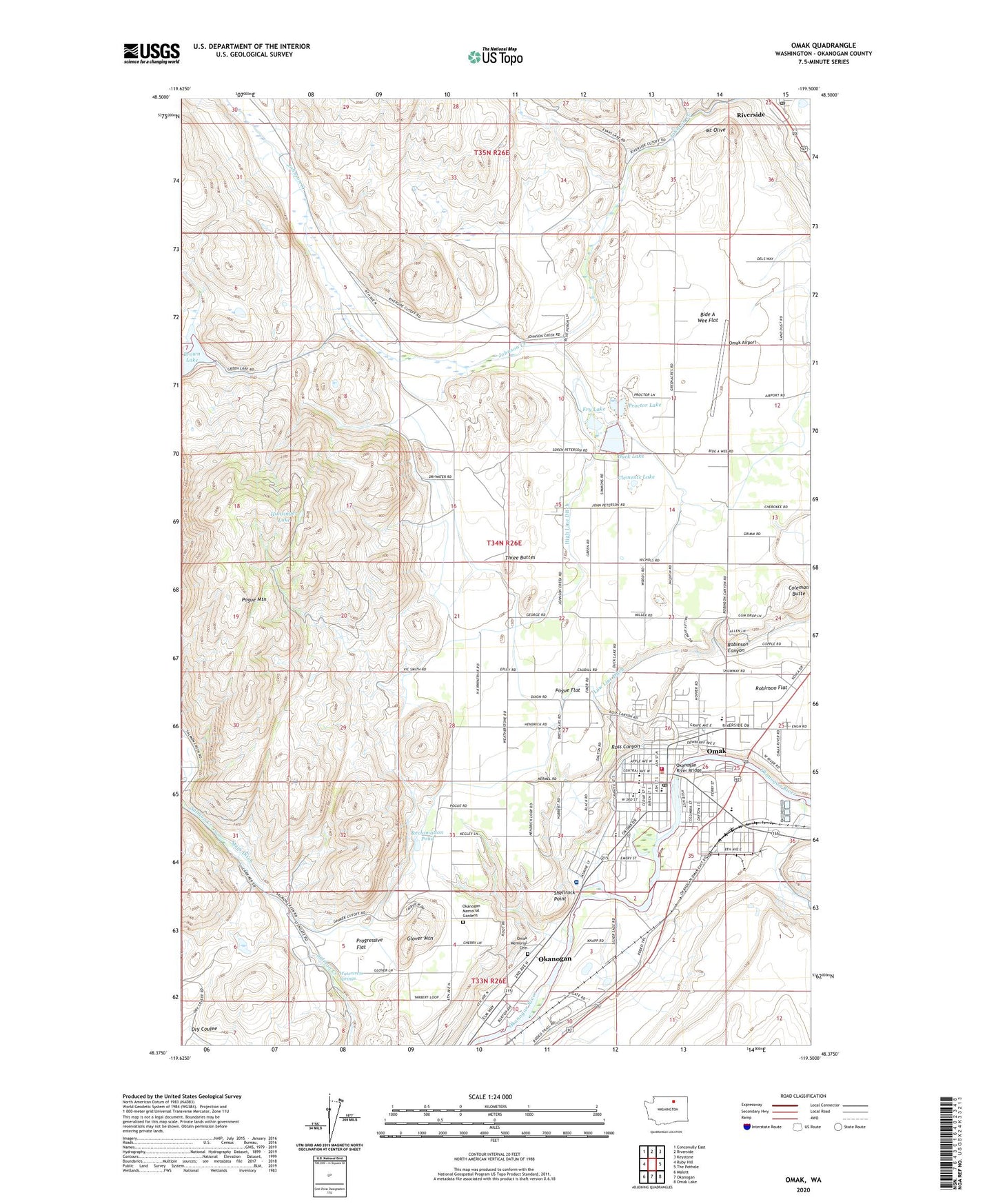 Omak Washington US Topo Map Image