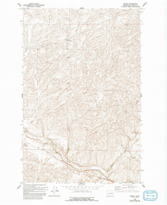 Classic USGS Omans Washington 7.5'x7.5' Topo Map Image