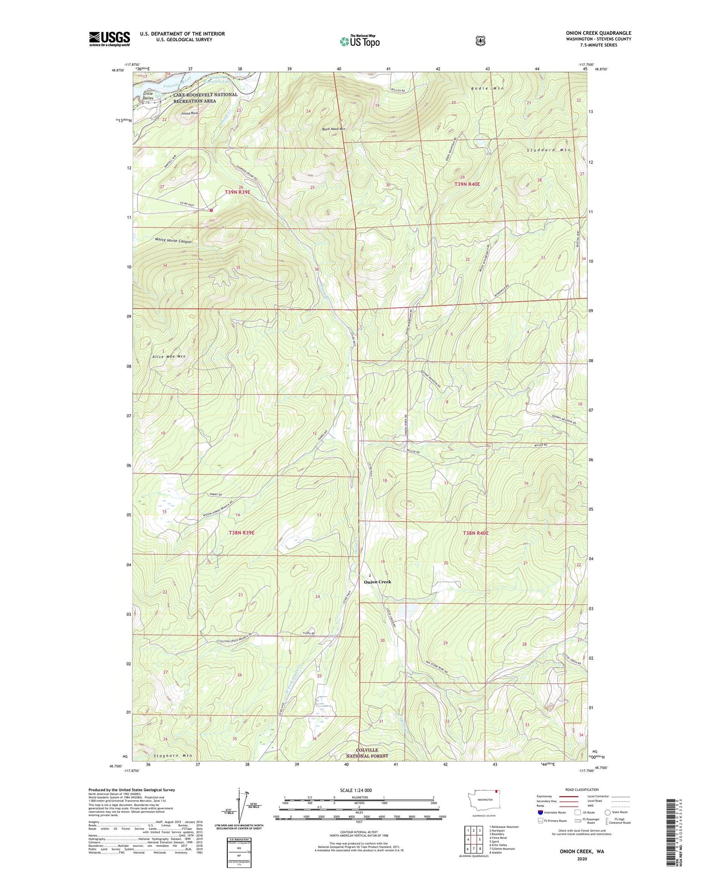 Onion Creek Washington US Topo Map Image