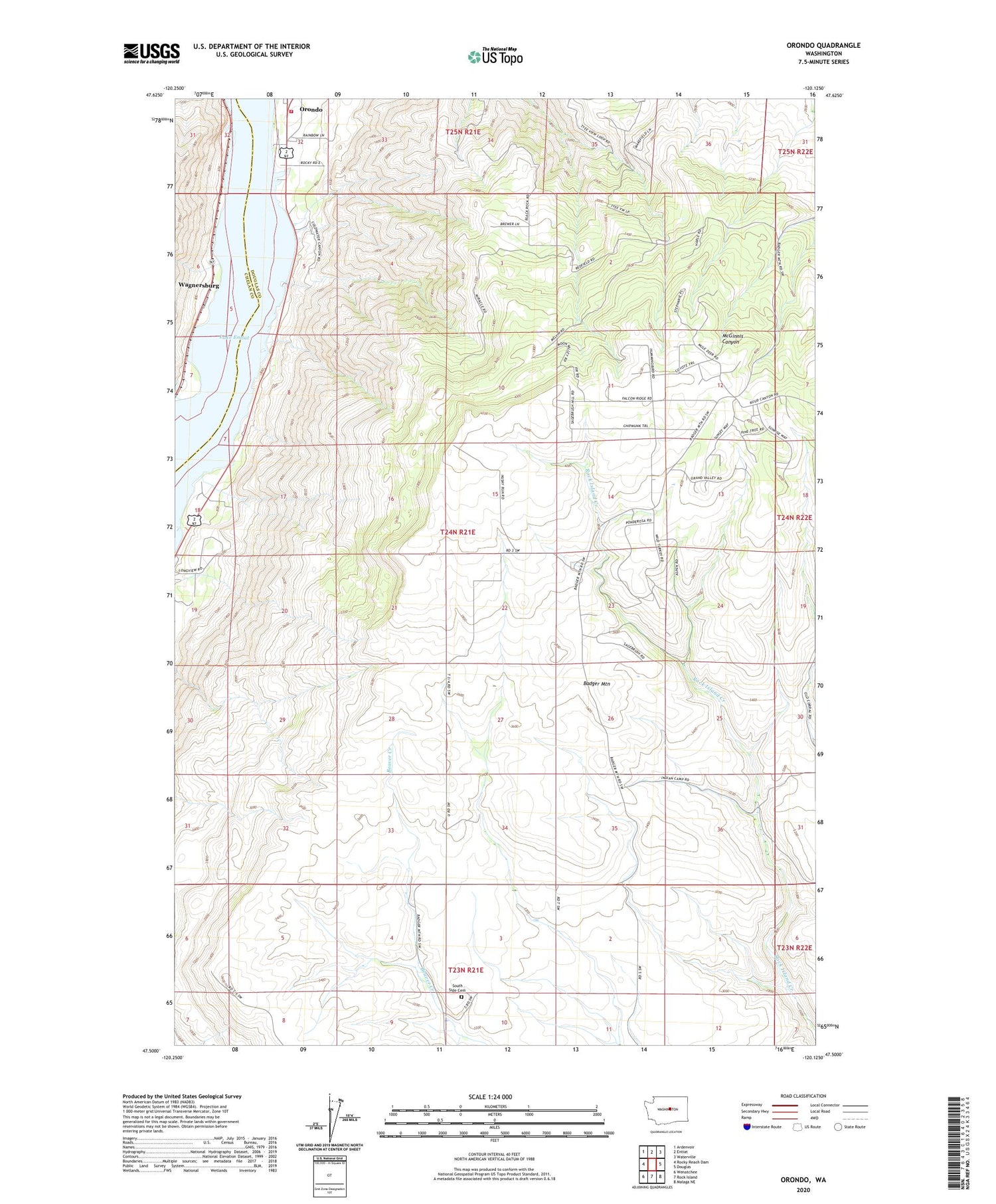Orondo Washington US Topo Map Image