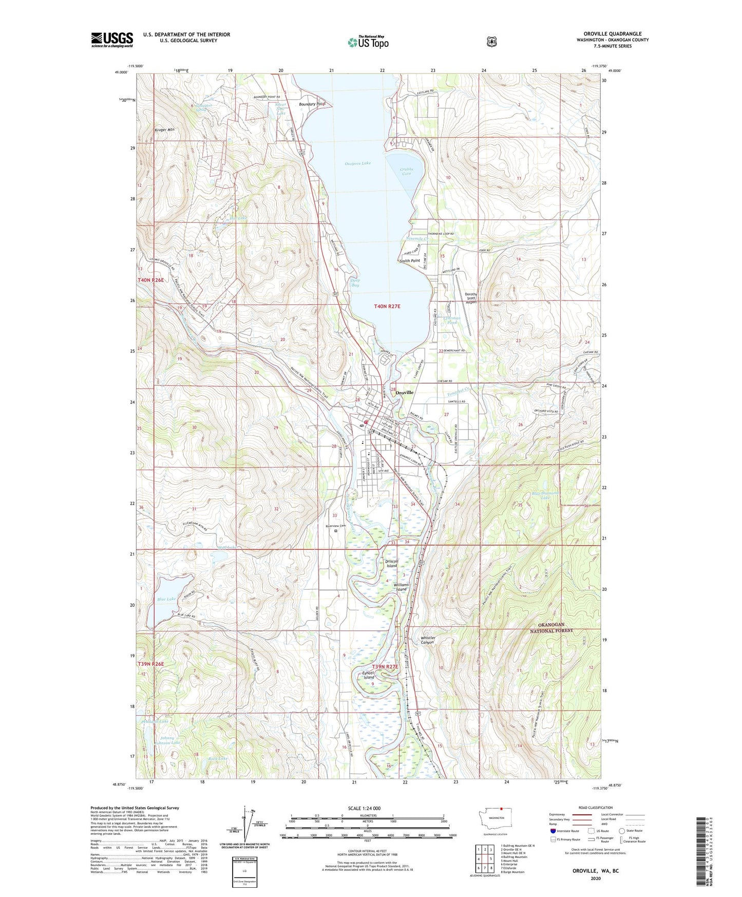 Oroville Washington US Topo Map Image