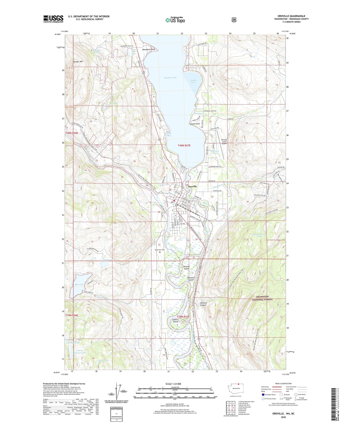 Oroville Washington US Topo Map Image