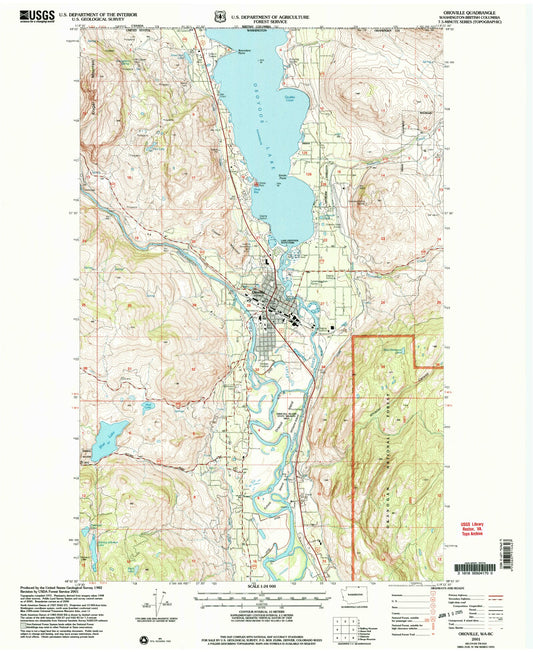 Classic USGS Oroville Washington 7.5'x7.5' Topo Map Image