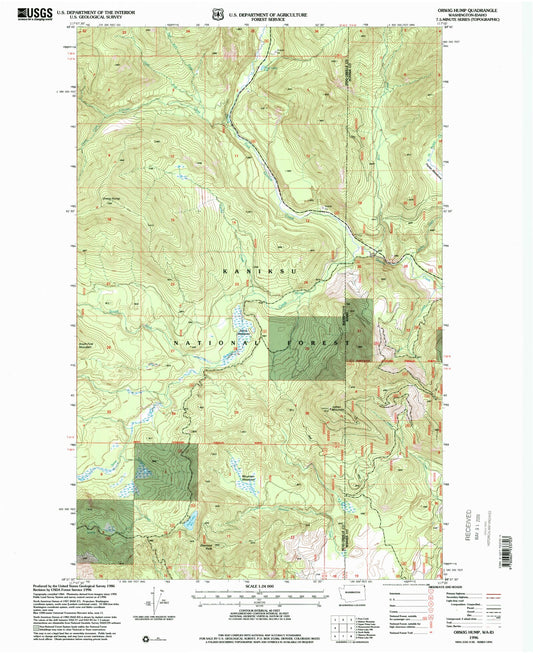 Classic USGS Orwig Hump Washington 7.5'x7.5' Topo Map Image