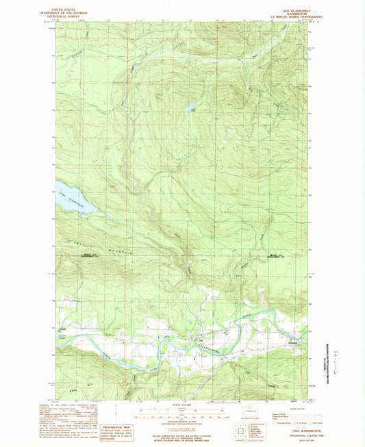 Classic USGS Oso Washington 7.5'x7.5' Topo Map Image