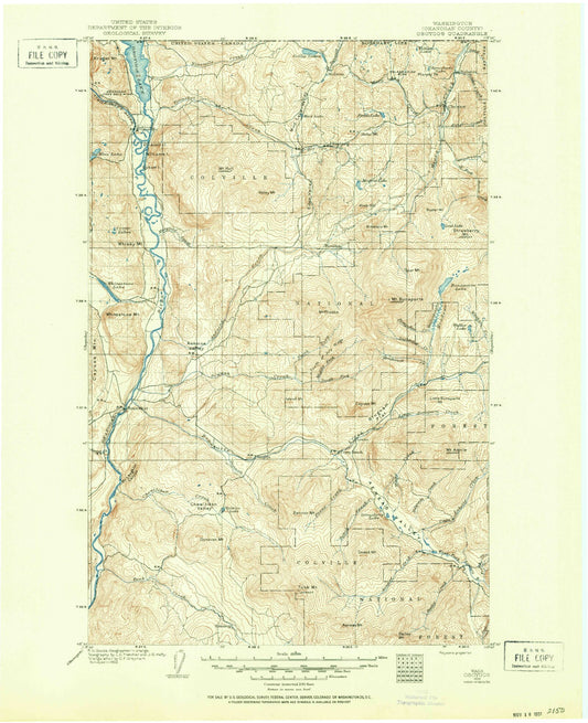 Historic 1902 Osoyoos Washington 30'x30' Topo Map Image
