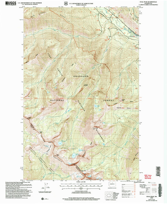 Classic USGS Oval Peak Washington 7.5'x7.5' Topo Map Image
