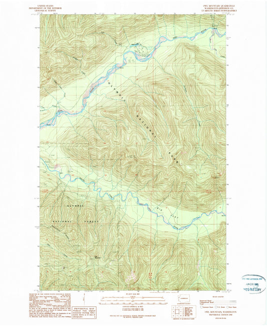 Classic USGS Owl Mountain Washington 7.5'x7.5' Topo Map Image