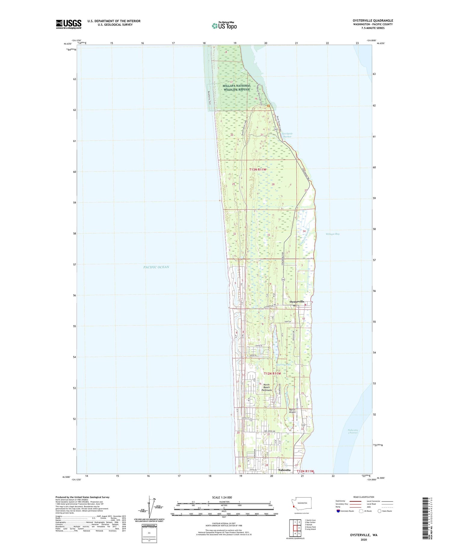 Oysterville Washington US Topo Map Image