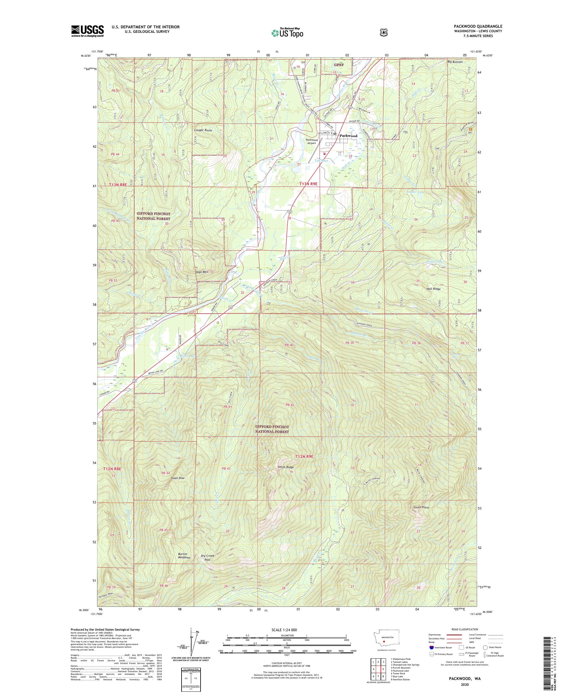 Packwood Washington US Topo Map – MyTopo Map Store