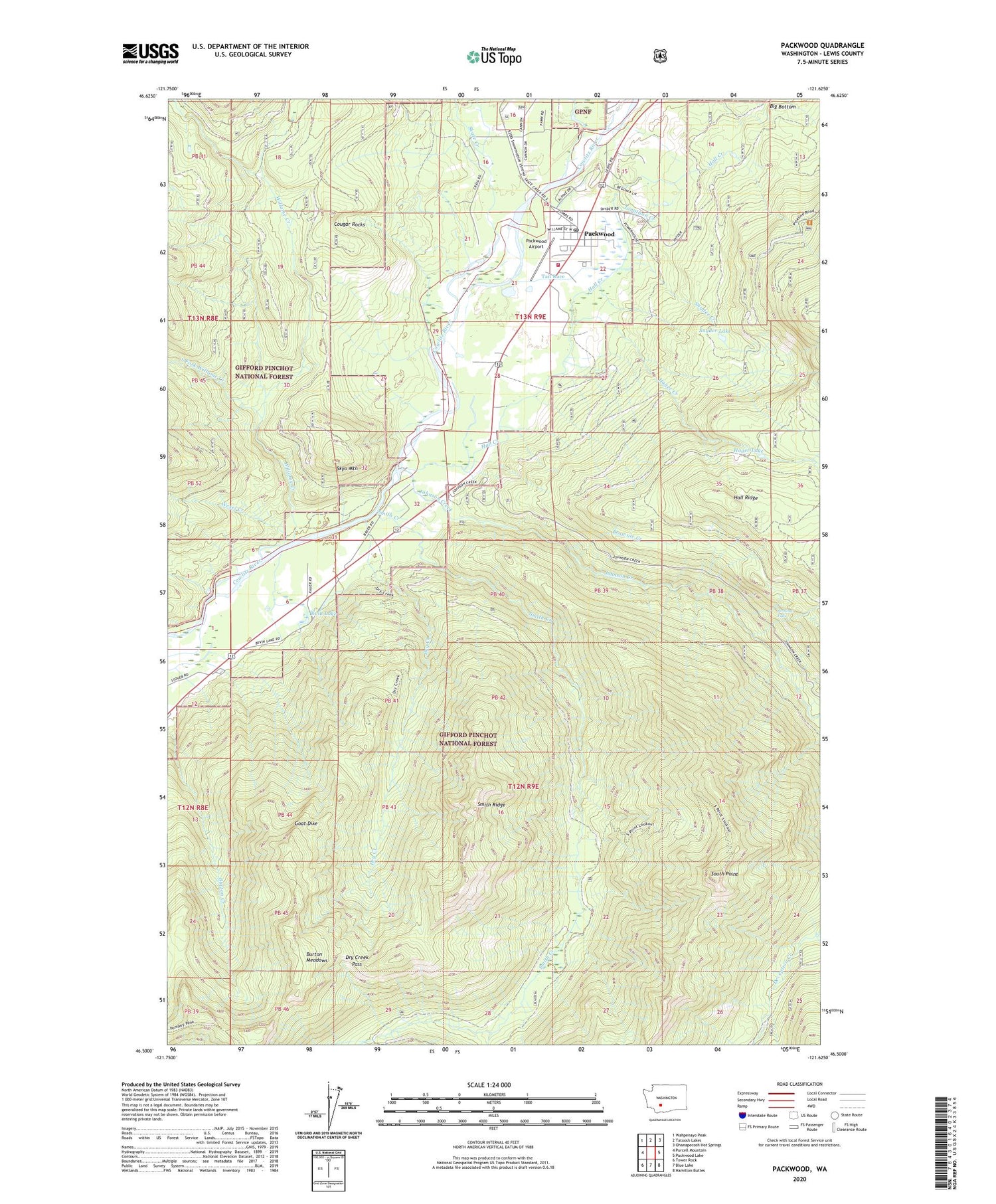 Packwood Washington US Topo Map Image