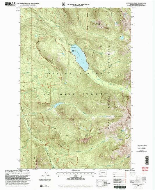 Classic USGS Packwood Lake Washington 7.5'x7.5' Topo Map Image