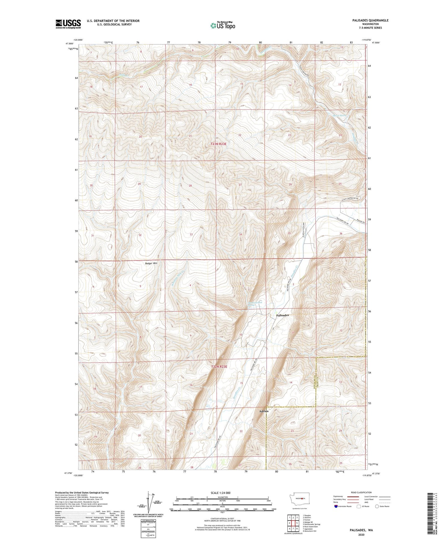 Palisades Washington US Topo Map Image