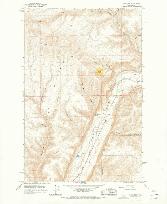 Classic USGS Palisades Washington 7.5'x7.5' Topo Map Image