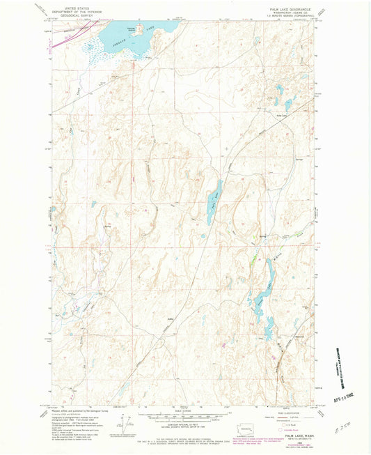 Classic USGS Palm Lake Washington 7.5'x7.5' Topo Map Image