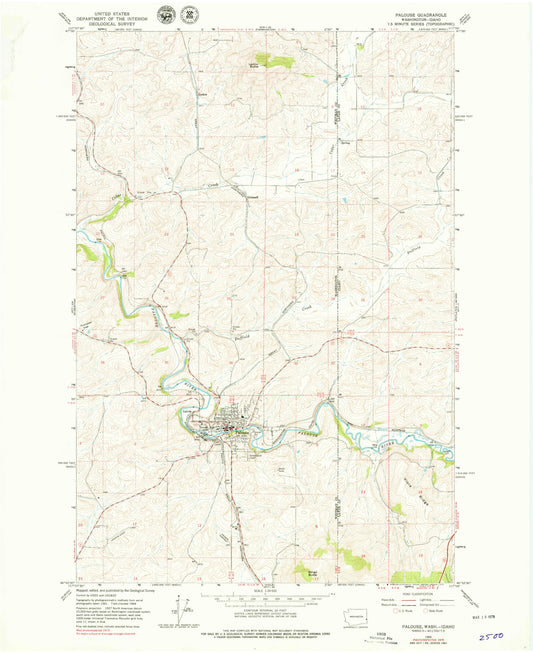 Classic USGS Palouse Washington 7.5'x7.5' Topo Map Image