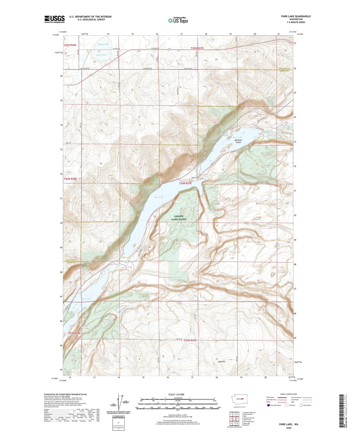 Park Lake Washington US Topo Map Image
