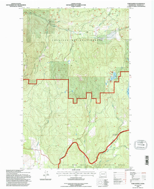 Classic USGS Park Rapids Washington 7.5'x7.5' Topo Map Image